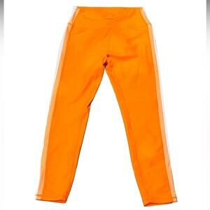WILO THE LABEL Ribbed Leggings Orange With Side Stripes Size L NWT